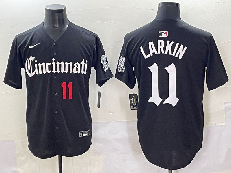 Men 2025 Cincinnati Reds #11 Larkin Black Five generations Joint Name Nike MLB Jersey style 5->cincinnati reds->MLB Jersey